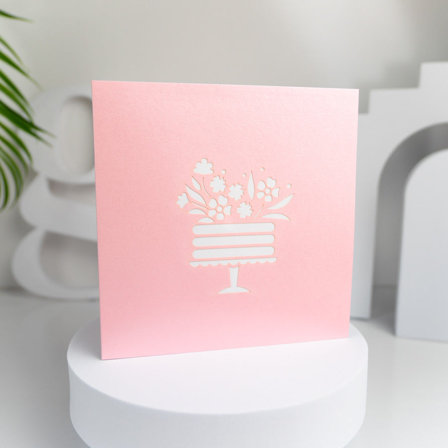 Daisy Floral Birthday Cake Pop-Up Card