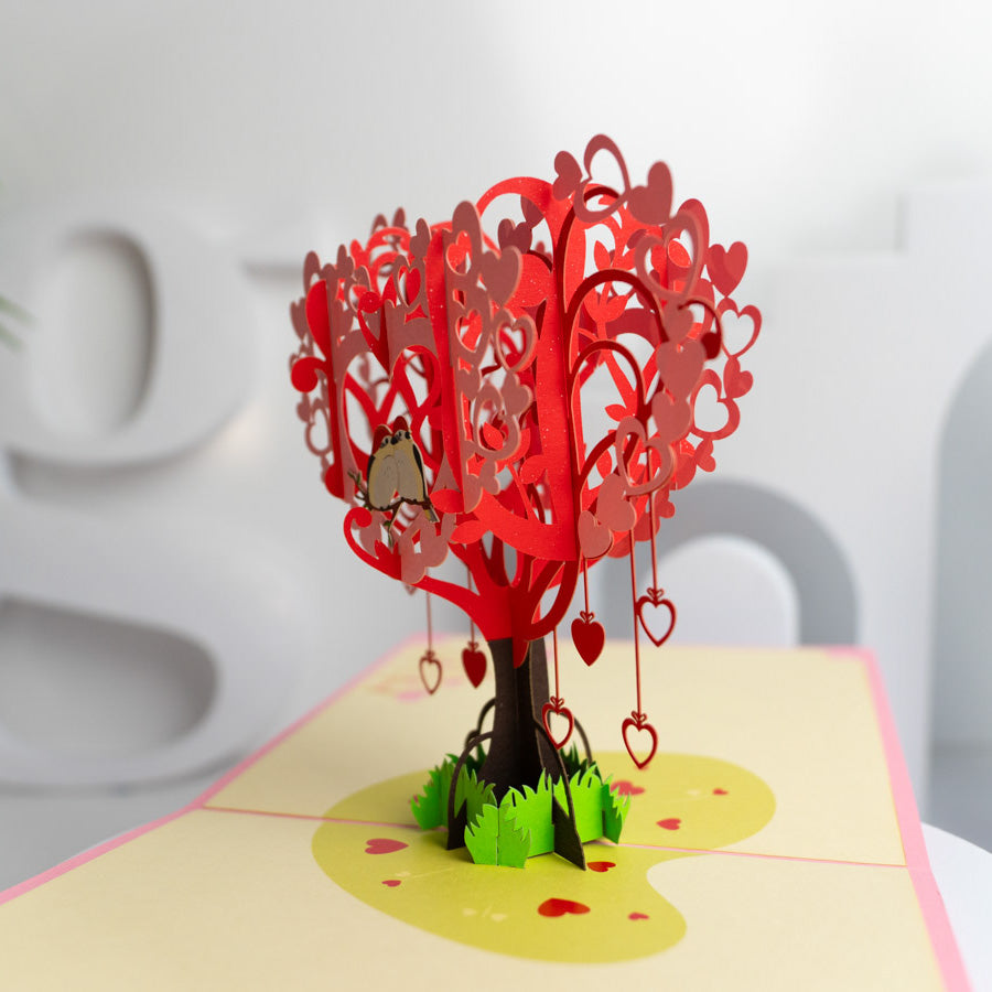 Love birds in a Love Tree Pop-Up Card