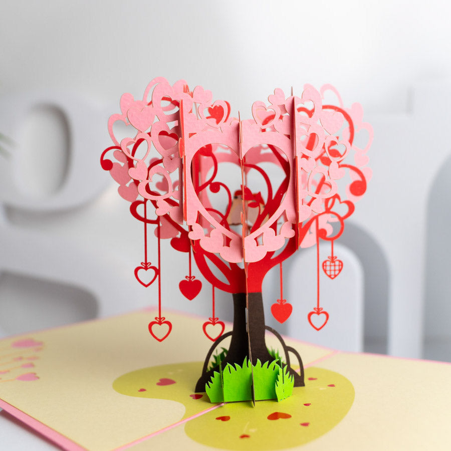 Love birds in a Love Tree Pop-Up Card