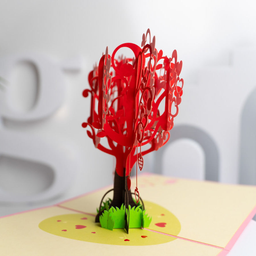 Love birds in a Love Tree Pop-Up Card