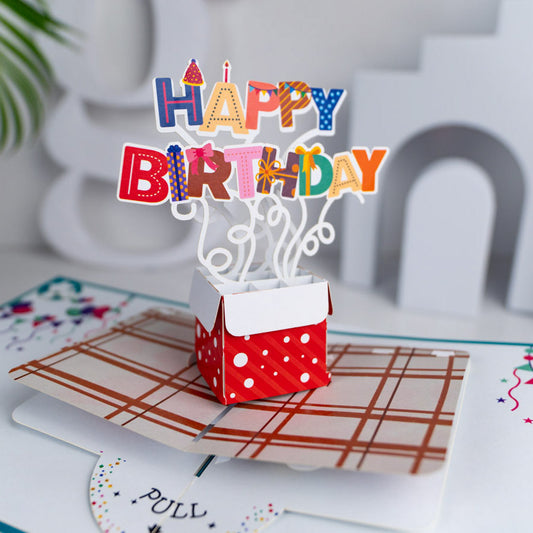 Present Birthday 2-tiered Pop-Up Card