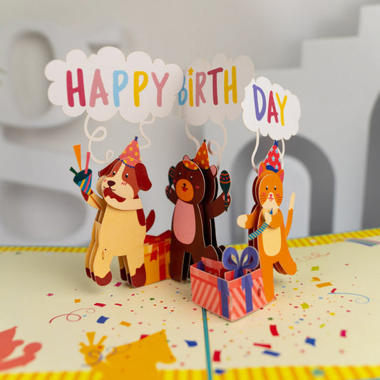 Animal Party Birthday Pop-Up Card